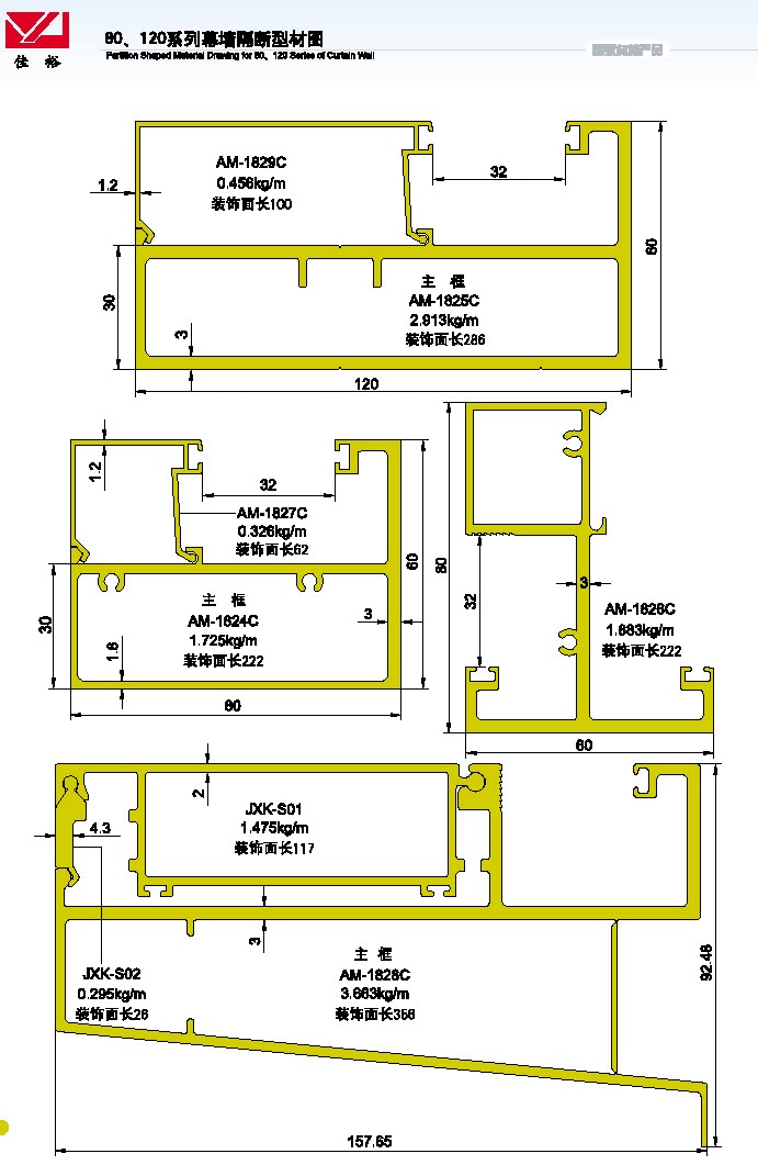 80 120系列幕墻隔斷結構圖